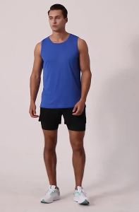 Lulu yoga Sleeveless Workout Elastic Vest for Men Slim Fit and Quick-Drying Running Sports Breathable Top