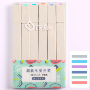 6PCS Pastel Highlighters Fluorescent Pen Highlighter Stationery Kawaii Supplies Marker Pens Colored Markers Cute Pencils