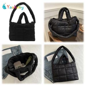 Phụ nữ puffer Tote Túi xách sức chứa lớn chần quai phía trên túi màu trơn túi đeo vai sưng húp phụ nữ đi lại túi