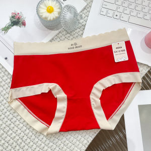 Celderio Women Smiling Printed Panties Breathable Seamless Mid Waist Cotton Underwear