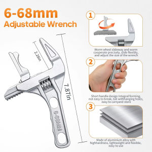 Cờ lê vệ sinh đa năng 6-68mm Cờ lê điều chỉnh hợp kim nhôm Dụng cụ tháo ốc ống nước nhà tắm