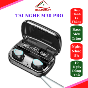 Tai nghe bluetooth M30 Pro Super Bass có đèn pin bluetooth V5.2 điều khiển cảm ứng pin trâu 3000 mAh hỗ trợ mọi dòng máy chống ồn công nghệ CVC 8.0 chống nước Bảo hành 12 tháng - HANA SMART
