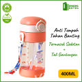 Botol minum anak double lock 400ml / Botol minum sekolah dengan sedotan gantungan 400 ml BPA Free QF-8003. 