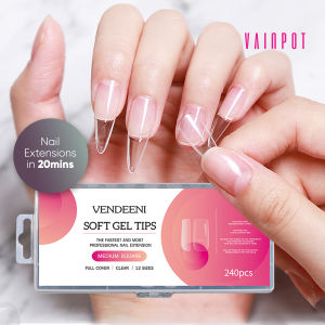 Stitletto Almond Oval Shapes Available in 12 sizes - Coffin Nails Soft Gel Tips Nail Extension 240pcs [Vainpot-SG]