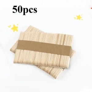 50Pcs Pack Ice Cream Stick Wooden Bars Model Material Handmade Colored Wooden Plate Small Sticks