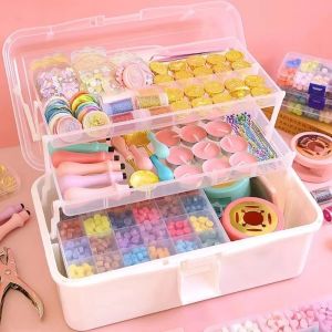 ENCOUNT Large Capacity Storage Box Foldable 2/3 Layers Jewelry Organizer  Portable Nail Art Box Household