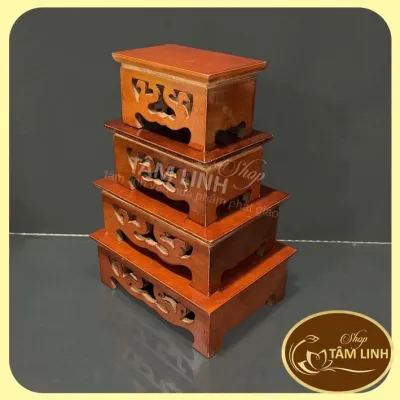 Đôn Gỗ Hình Chữ Nhật Khắc Cnc Đặt Tượng Thờ Vật Phẩm Phong Thuỷ ...Nhiều Cỡ-