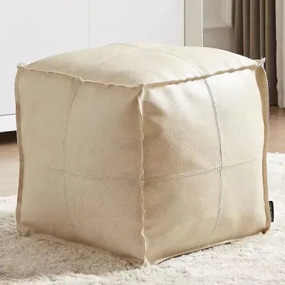 Leather Cushion Footstool Living Room Shoe Changing Stool Home Old Clothes Storage Stool Simple Style Leather Sofa Stool旧衣变真皮沙发