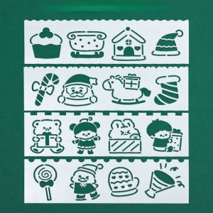 FDGFGG 4Pcs/set Multifunctional Copy Stencil Hollow Out Merry Christmas Lace Ruler Drawing Templates Ruler Students Stationery Painting Stencil Tools School Supplies