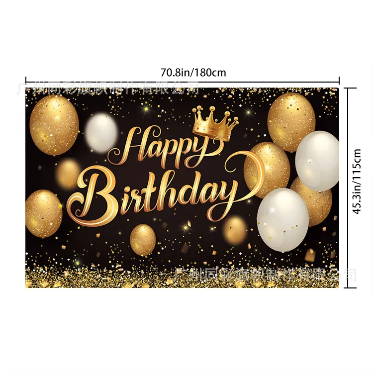 Happy 50th Birthday Party Decoration, Large Fabric Black Gold Sign Poster  for 50th Birthday Photo Booth Backdrop Background Banner, 50th Birthday