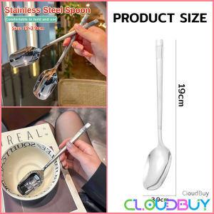 C.B.【Ready in Stock】 Spoon Long Frosted Handle Stainless Steel Spoon Kitchen Accessories