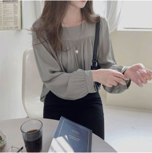 Korean Style for Women Long Sleeve Blouse Casual Shirt Office Tops