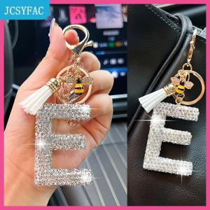JCSYFAC Thời trang 26 thư A-Z Keychain sang trọng thanh lịch Rhinestone hợp kim Keyring Túi xe mặt dây chuyền trang sức phụ kiện