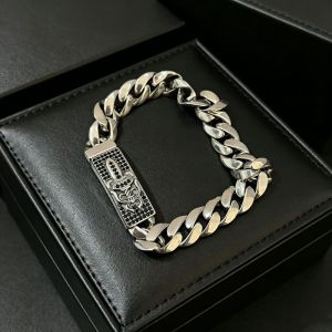 Ćhřomę & Ĥeaŕts S925 Silver Retro Black Diamond Sword Glossy Style Personality All-match Bracelet for Men and Women