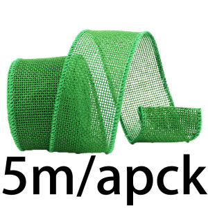 (5 meters/pack) 40mm color linen fabric iron wire edge ribbon gift box packaging ribbon festival decoration handmade DIY