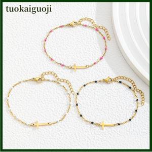 tuokaiguoji Boho Style Thin Bracelet Fashion Stainless Steel Bracelet For Women Girls Dopamine Cross Bracelet Jewelry Accessories Gifts