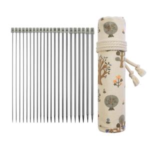 22 chiếc đan một đầu nhọn nhọn Bộ đồ đan thẳng bằng thép không gỉ 25.0cm để đan dệt