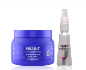 BBLUNT combo Hot Shot Heat Protection Mist With Grapeseed Oil& Provitamin B5-150ml+ BBLUNT Intense Shine Conditioner With Rice & Silk protein for Softer Smoother & Shinier Hair -250gm