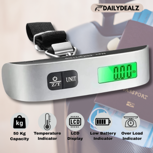 Penimbang Bagasi Elektronik | Digital Luggage Scale 50kg Portable Travel Weight Checker Temperature