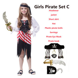 Children Pirate Costume for Kids Girls Dress Cosplay Carnival Halloween Costume Party Christmas New Year Clothes