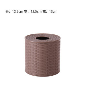Round Rattan Tissue Box Toilet Paper Storage Tissue Box Napkin Holder Dustproof For Bathroom Kitchen Office Room