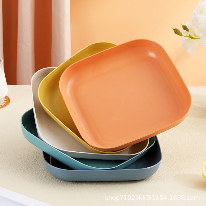 1/6/12 PCS Dinner Plates Tableware [22cm] Square Wheat Fiber Dinner Plates  Unbreakable and Lightweight Dinner Plate Lazada PH