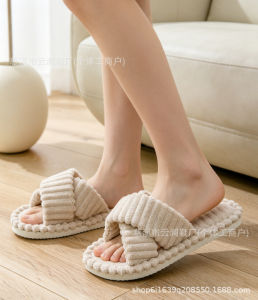 Free Shipping Classic Cross-Strap All-Season Fluffy Slippers Available For Small-Batch Customization