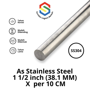 as 1 1/2 in (38.1 mm) stainless steel 304