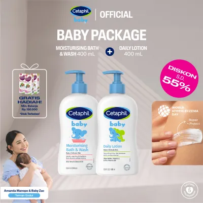 Cetaphil Baby Moist Bath & Wash 400ml + Daily Lotion 400ml