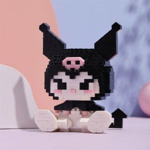 Large 406 pcs Kuromi Melody Mini Building Blocks Linabell Nano Blocks Cute Tiny Table Decoration Adorable Brick Blocks Education Toys Blok Mainan.