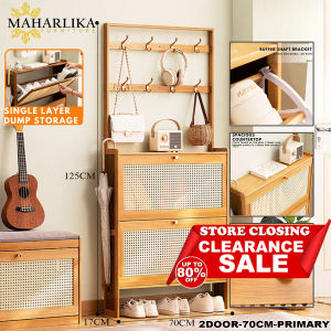 Maharlika 2017 bamboo shoe cabinet Lattice door shoe rack entrance shoes organizer storage household Modern Space Saving