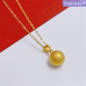 TenLucky 916 Gold Color Necklace Earrings Set Pendant Necklace Stud Earring or Women Fashion Jewellery Simple Classic Subang Telinga Perempuan Doesnt fade