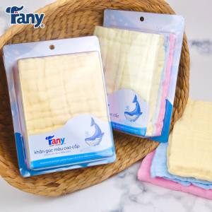FANY - HỘP 03 KHĂN SỮA/KHĂN GẠC MÀU 5 LỚP CAO CẤP 23 X 28 CM 100% COTTON MỀM MẠI VÀ SIÊU THẤM HÚT CHO BÉ YÊU