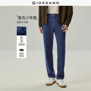 Giordano Beau Monde Men Five-pocket mid rise washed denim jeans Free Shipping 13116710
