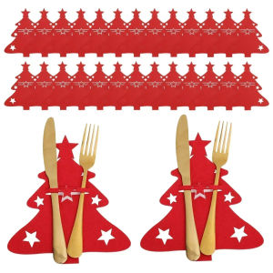 Dizoey 60/2PCS Felt Christmas Cutlery Holders Xmas Tree Tableware Pocket Bag Fork Spoon Cover Xmas New Year Party Table Dinner Decoration