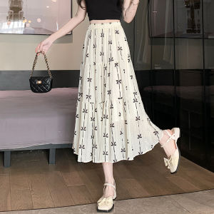 Ammin Váy eo thon in Cung Mới Mùa Hè 2024 cho nữ phiên bản Hàn Quốc váy cạp cao co giãn xếp li chữ A