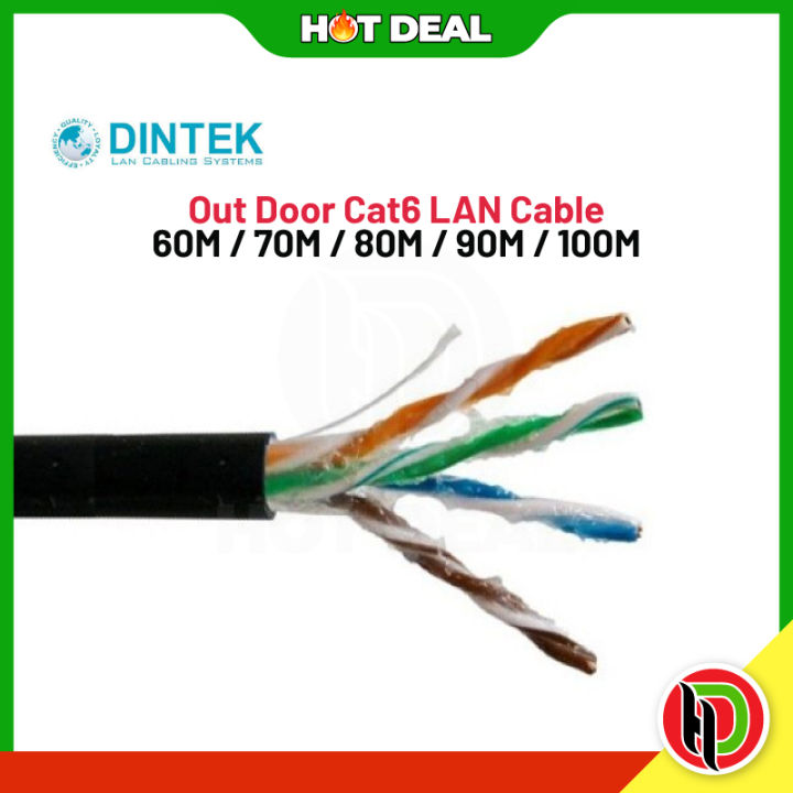 Hotdeal Dintek Out Door Cat6 LAN Cable With Jelly Filled 60m / 70m