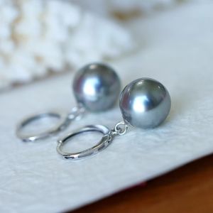 Montagne Jewelry 18K Pure White Gold Earring Diamond Fashion Design Fine Jewellery Natural Top Grade 9-10mm Tahiti Pearl Earring Drop Earrings