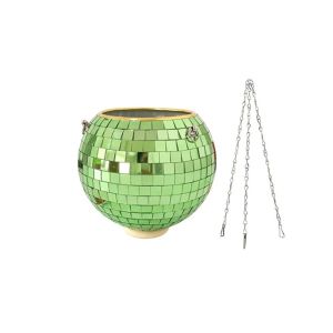 HUGHES Chain Hanging Flower Pot Glass Mirror Wood Base Disco Ball  Flower Planter Modern Design Easy To Install Plant Hanger Indoor Plants