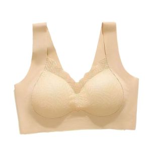 TRANQUIL HUT Big Cup Wireless Deep V Bra Shockproof Anti-sagging Underwear for Women Comfortable Gathered Breasts Seamless Bra Girls