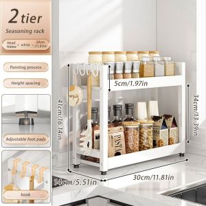 Kitchen Condiment Organizer White Spice Rack 3 Layer Seasoning Storage Aesthetic Condiment Rack