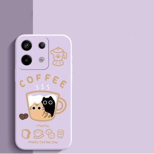 Case for xiaomi poco x6 pro 5G M6 PRO 4G redmi 13c 5g M6 5g F6 PRO phone casing Softcase shockproof Cover new design aesthetic Cartoon Cat with Lanyard for girls YTSTHM01