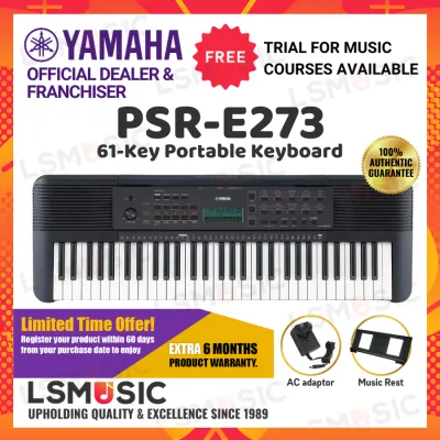 Yamaha PSR-E273 61-Key Portable Keyboard w/ Music Rest and AC Adaptor ( PSR E273 / PSRE273 ) Yamaha Electronic Keyboard