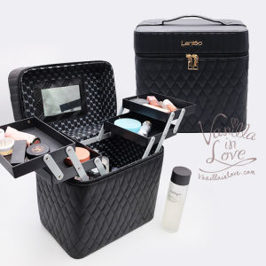 BG151 กระเป๋าเครื่องสำอางพร้อมชั้นลอย Vanilla in love Makeup Box สูงพิเศษ ใส่ขวดสูงได้