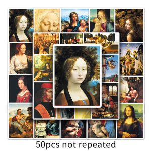 50pcs estetik dunia lukisan Artwork pelekat Da Vinci DIY Graffiti Decal Sticker kanak-kanak Toy hadiah kalis air