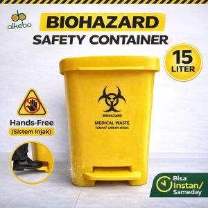 Tempat Sampah Medis 15L Injak Pedal - Medical Waste Biohazard Kuning