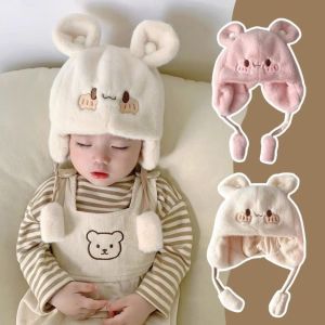 THANKSKY ฤดูหนาวในฤดูหนาว หมวกหมีเด็ก นุ่มนุ่มๆ อบอุ่นและอบอุ่น หมวกหมวกเด็กแรกเกิด น่ารักมากๆ ป้องกันหู หมวกบีนนี่เด็กผู้ชายเด็กผู้หญิง เด็กวัยหัดเดิน