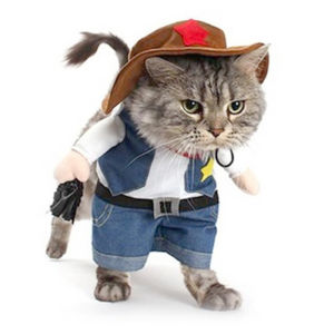 HATELI Funny Pet Cat Costumes Novelty Pet Supplies Cowboy Rider Horse Riding Designed with Money Purse Cowboy Outfit Apparel Dress Up Decoration Prop Toy for Cat Dog Puppy Cosplay Clothes Halloween Party Christmas Festival Holiday Supplies