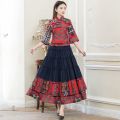 Camile mùa hè của phụ nữ phong cách Trung Quốc cổ điển cotton hàng đầu váy dây Sub Set truyền thống tang sườn xám Áo sơ mi hàng đầu. 