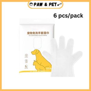 Pet Glove Wash Glove Kimhome Pet Disposable Pet Spa Cleaning Gloves 6-Piece Dry Bath Wash Cat and Dog Wipes Gloves Deodorant